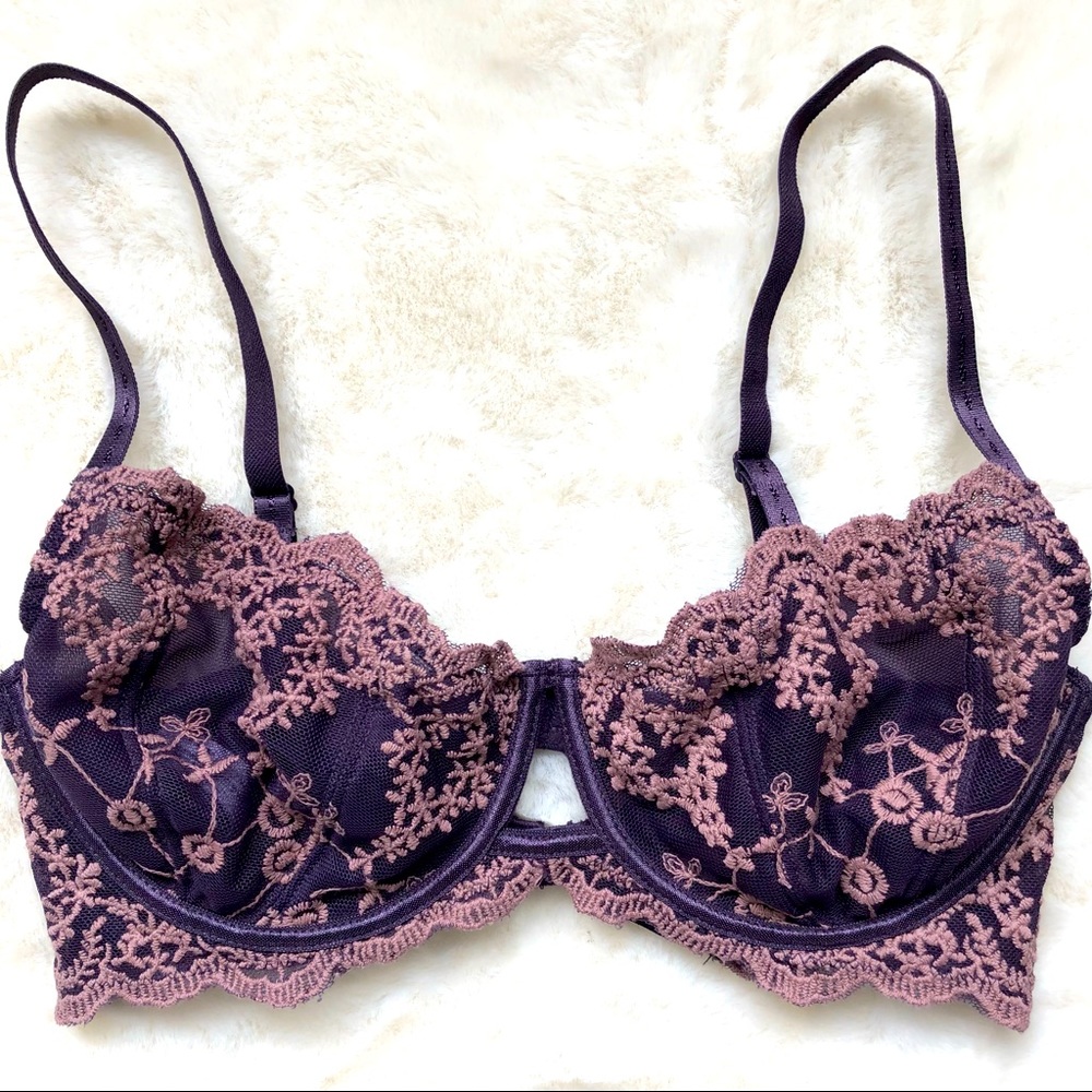Free People 🖤 Unlined Mesh Crisscross Underwire Bra 🖤 32D